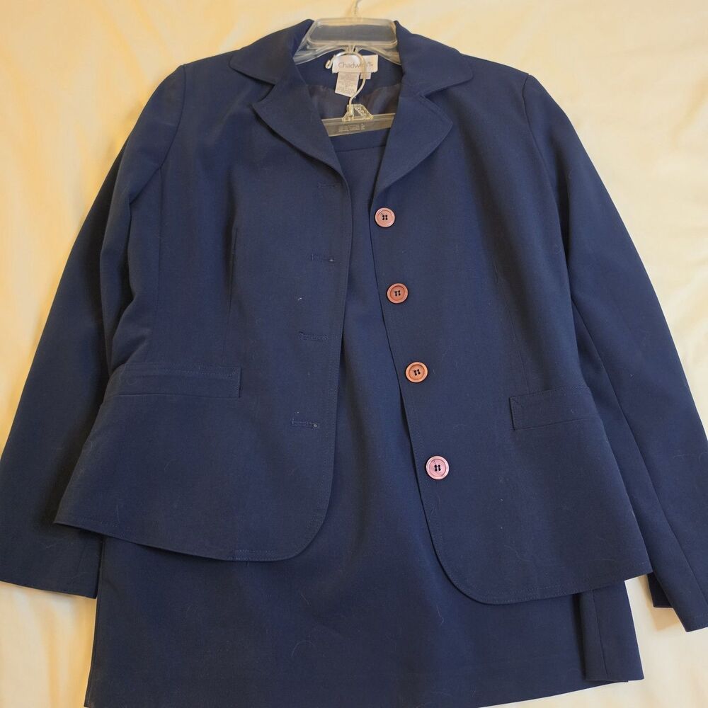 Chadwick's Women's Size 6 Navy Blue 2 Piece Skirt Suit Blazer & Pencil Skirt